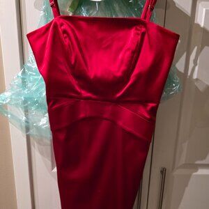 Calvin Klein Red Satin Cocktail Dress – Size 10